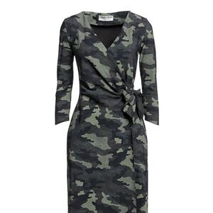 Chiara Boni Italian designer new with tags camo/military stretch wrap dress
